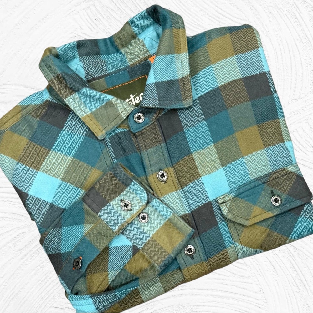 Howler Bros Shirt‎ Mens Large Harker Flannel Blue Plaid Long Sleeve Button Up